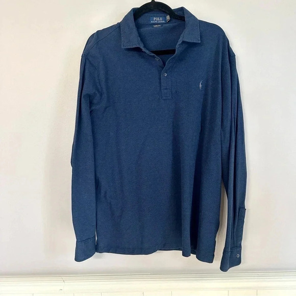 Polo Ralph Lauren Men's Navy Blue Custom Slim Fit Stretch Mesh Size XL GUC - Picture 2 of 9